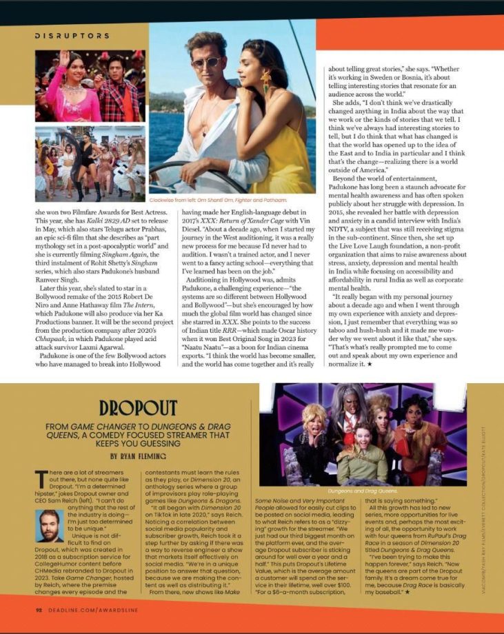 Deepika Padukone recognised as a global Disruptor 2024 for her contributions to entertainment industry, alongside Eva Longoria, Uma Thurman & Others! 895209