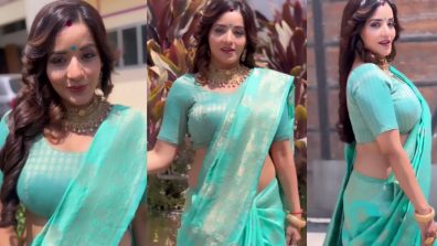 Elegant Beauty: Monalisa Looks Ethereal in a Traditional Blue Saree, Watch the Video!
