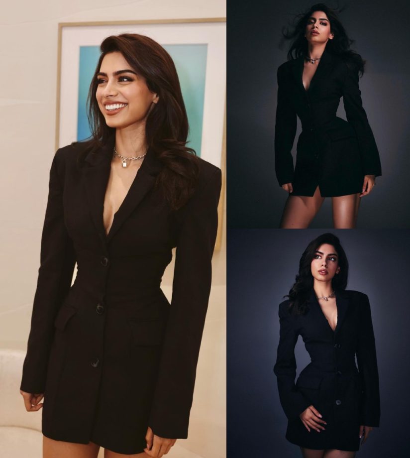 Elevate Your Look with a Khushi Kapoor-Inspired Stunning Black Blazer Dress, Perfect for Office Parties 894523