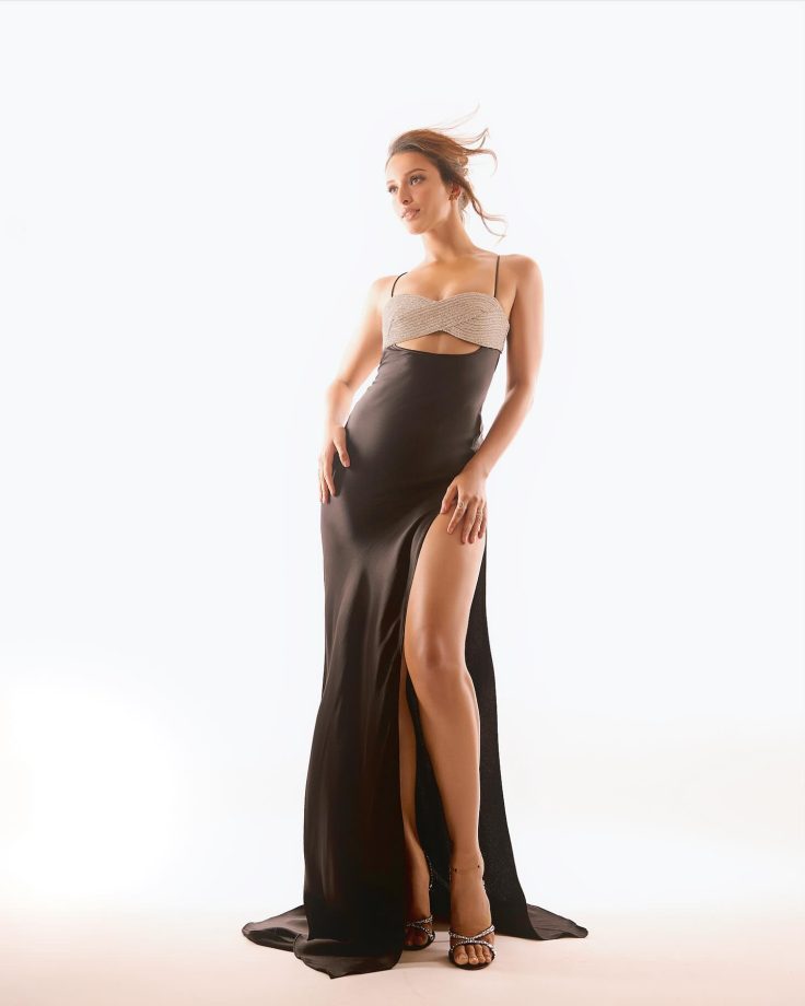 Elevate Your Style with Tripti Dimri-Inspired Black Slit Gown for Your Evening Party 894129