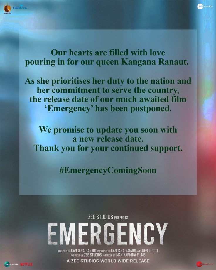 'Emergency' gets postponed amid Kangana Ranaut's election campaign; makers release official statement 895284