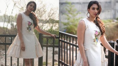 Erica Fernandes Radiates Summer Vibes in an Off-White Cotton Mini Dress