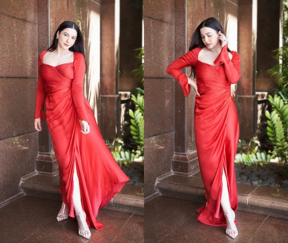 Gauahar Khan Spices Things Up in a Red Ruched Dress, Fans Fawn Over Her Fiery Look! 893764