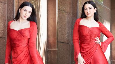 Gauahar Khan Spices Things Up in a Red Ruched Dress, Fans Fawn Over Her Fiery Look!