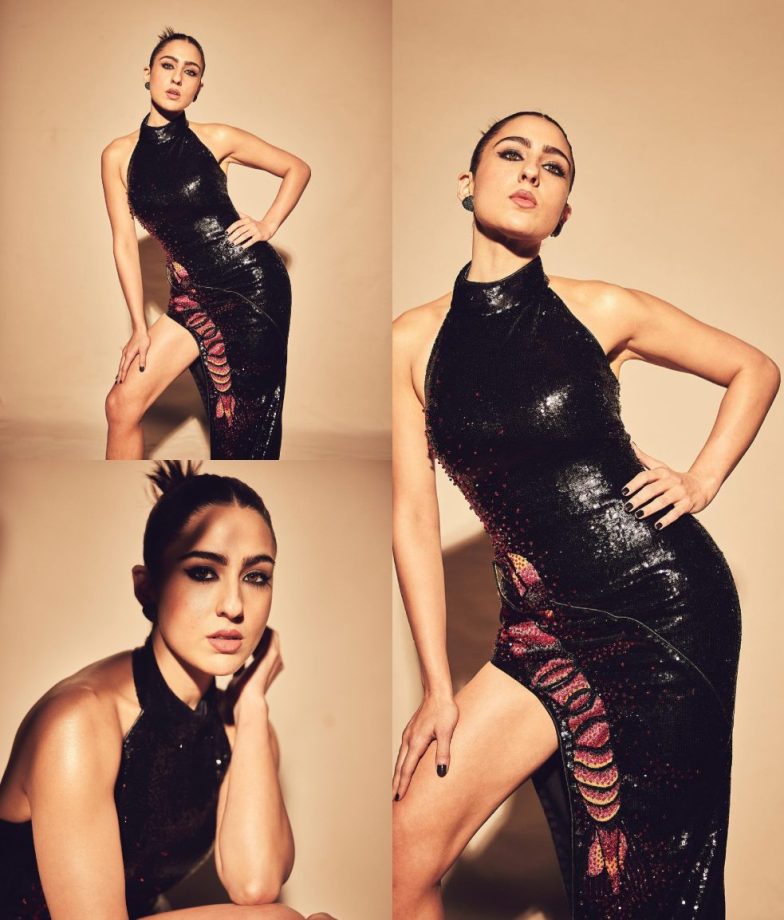 Glam Up For A Cocktail Party With Sara Ali Khan, Shriya Saran, And Shraddha Kapoor In Thigh-High Slit Gowns 897369