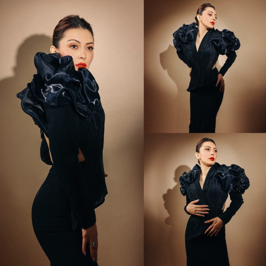 Hansika Motwani Stuns In A Black Bodycon Dress With Trendy Front Slit, Take A Look 897346