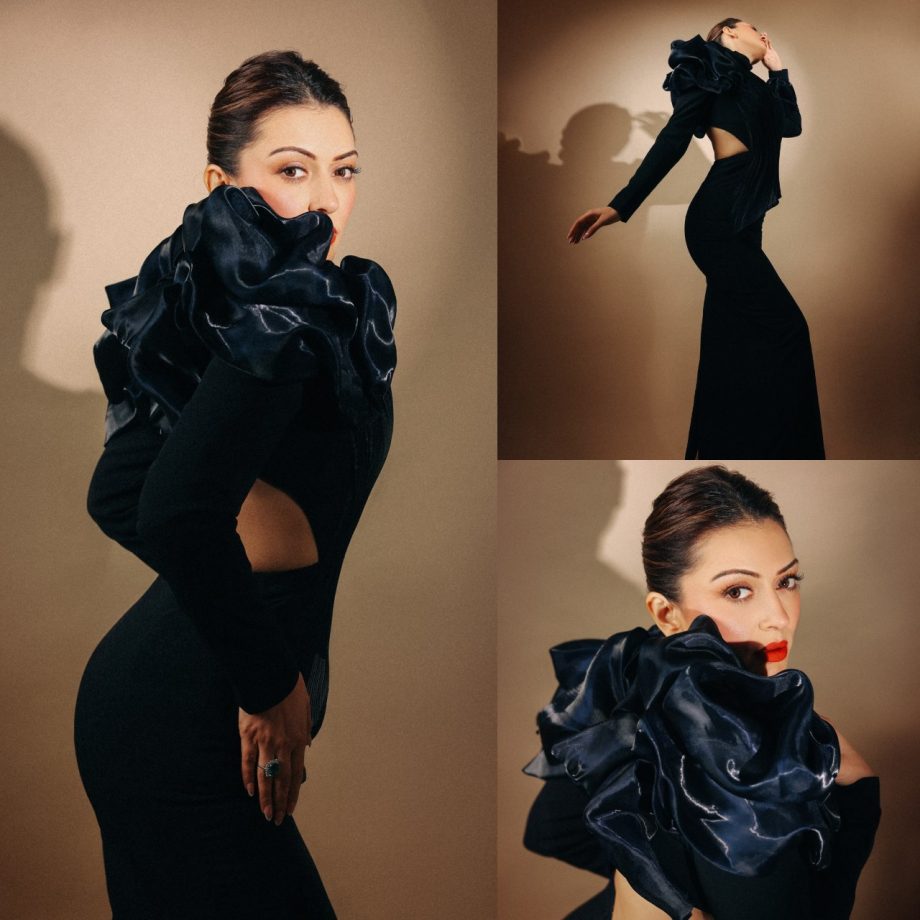 Hansika Motwani Stuns In A Black Bodycon Dress With Trendy Front Slit, Take A Look 897344