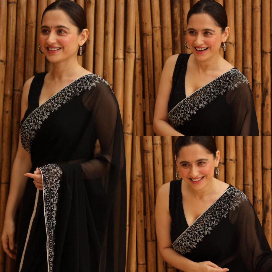 Heeramandi Actress Sanjeeda Shaikh Looks Ravishing In Black Sheer Saree With Simple Blouse, See Pics! 896968