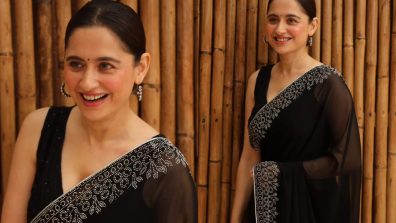 Heeramandi Actress Sanjeeda Shaikh Looks Ravishing In Black Sheer Saree With Simple Blouse, See Pics!