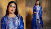 Hina Khan Personifies Grace In Royal Blue Brocade Silk Sharara With Organza Dupatta