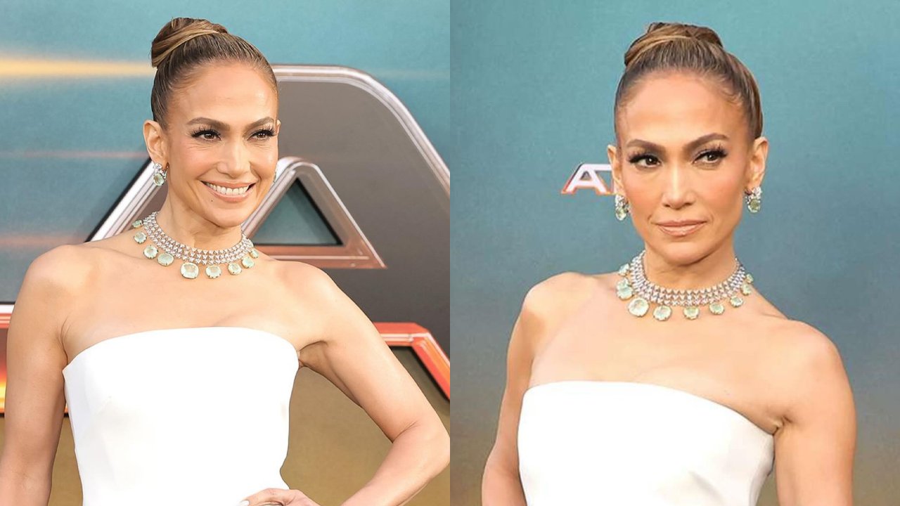 Jennifer Lopez Styles Her Look In Manish Malhotra's ILENA Necklace Set At Atlas Premiere, 896280