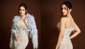 Manushi Chhillar Flaunts Her Uber Cool Style in a White Strapless Gown with Blue Fringed Jacket 893695