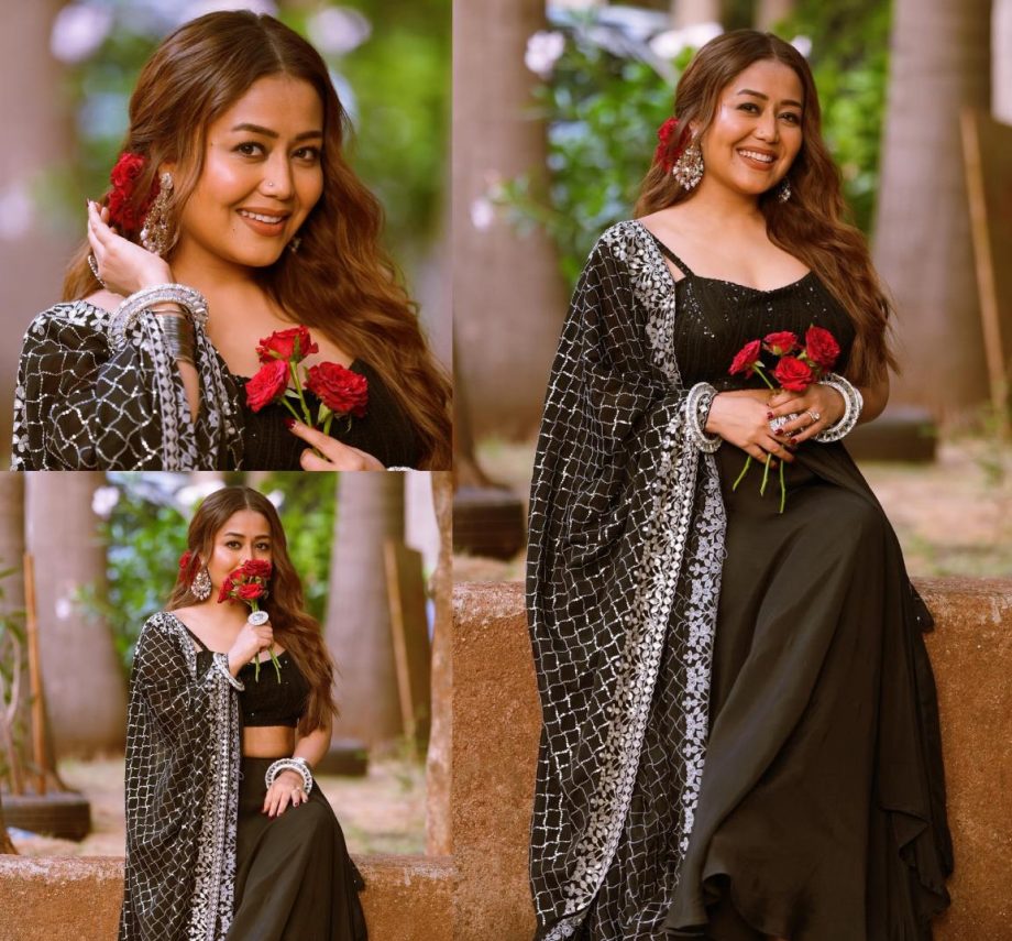 Neha Kakkar Flaunts Her Desi Avatar in a black Lehenga Set, Rohan Preet Singh Mesmerized by Her Beauty! 895112