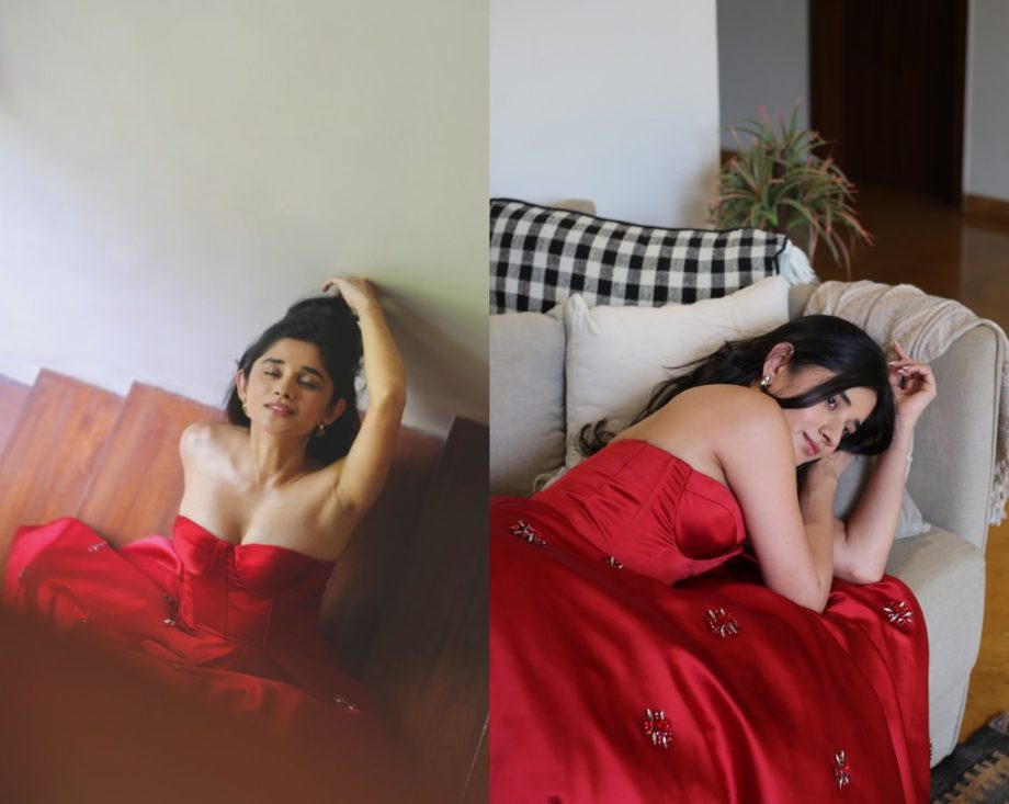 [Photos] Kanika Mann Looks Stunning In Elegant Red Corset Gown With Tube Neckline 897067