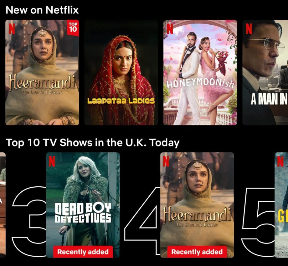 Sanjay Leela Bhansali's Heeramandi: The Diamond Bazaar is creating examples of success! Trending at #1 in India, #4 in UK and #7 in US on Netflix! 893623