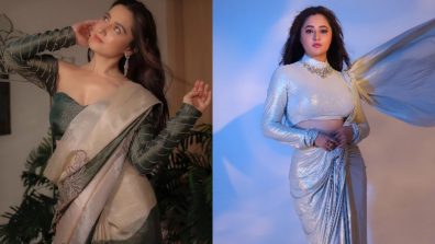 Sanjeeda Shaikh In Organza Saree Or Rashami Desai In Metallic Saree: Who Slays In Classy Saree Look?