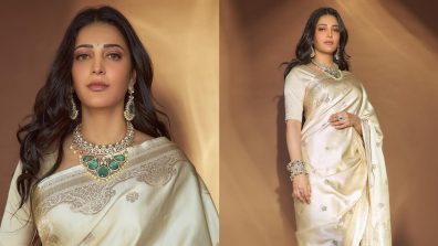Shruti Haasan Looks Like A Regal Beauty In Silk Banarasi Saree, See Pics!