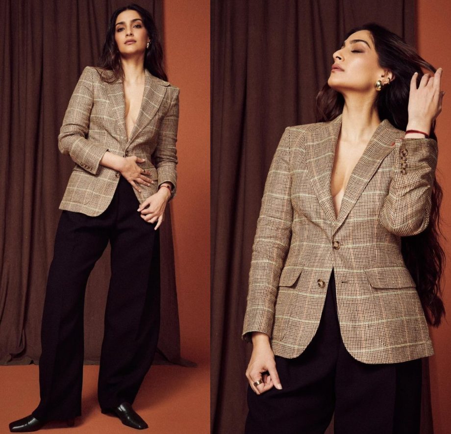 Sonam Kapoor Flaunts Her Bossy Style in a Brown Blazer and Black Pants 894811