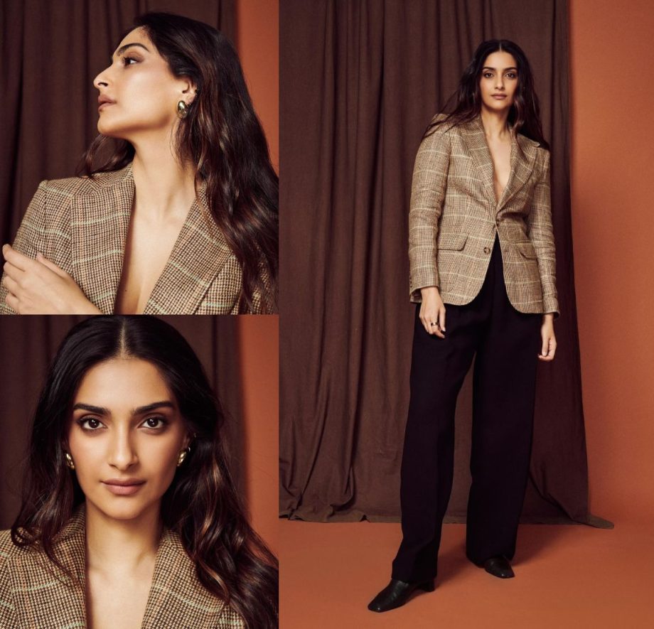 Sonam Kapoor Flaunts Her Bossy Style in a Brown Blazer and Black Pants 894812