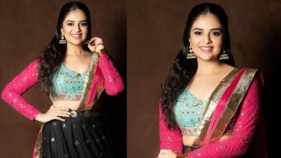 Sreemukhi Flaunts her Desiness in a Black Lehenga Set with an Embroidered Blouse, See Photos!