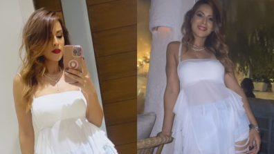Suhagan Chudail Nia Sharma Stuns In White One-piece Dress With Bold Red Lips, See Photos