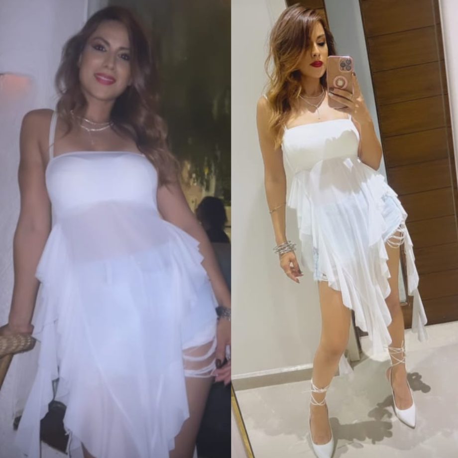 Suhagan Chudail Nia Sharma Stuns In White One-piece Dress With Bold Red Lips, See Photos 897904