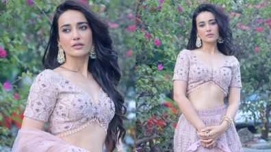 Surbhi Jyoti Exudes Desi Elegance In Lavender Pearls Crafted Lehenga, See How