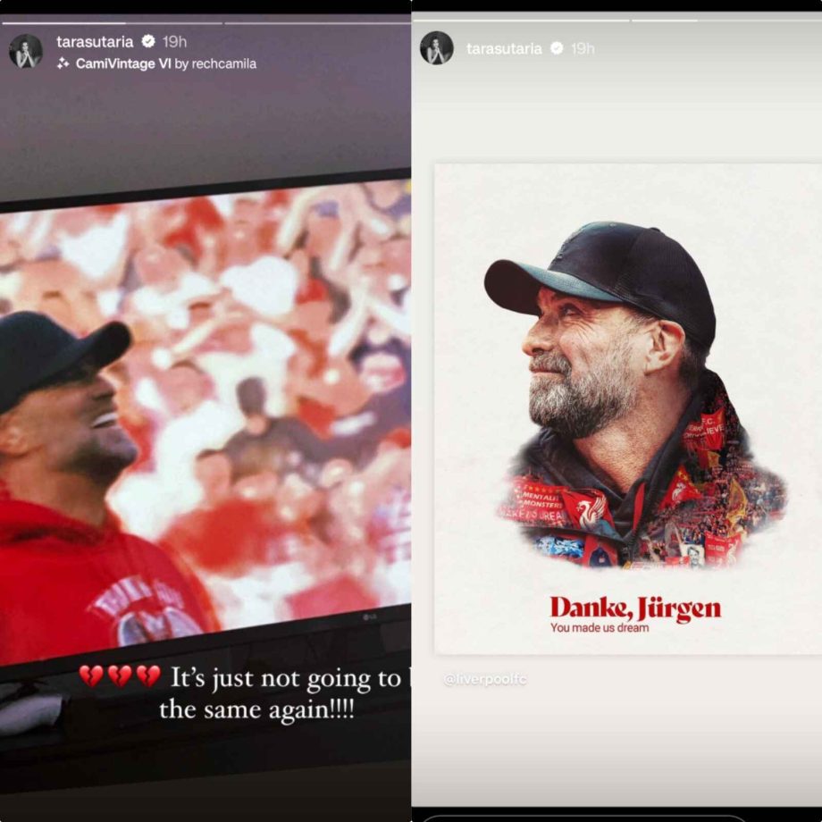 Tara Sutaria says, 'it is not going to be the same again,' as she bids farewell to Liverpool legend, Jurgen Klopp 896036