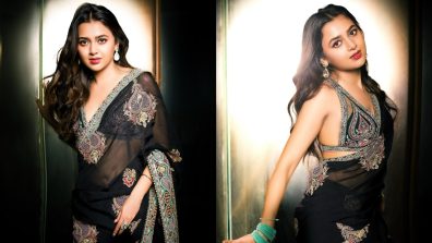 Tejasswi Prakash Looks Gorgeous in a Black Saree with a Designer Blouse, See Pics!
