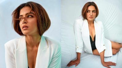 Wamiqa Gabbi Looks Absolutely Stunning in a Black Monokini with a White Blazer