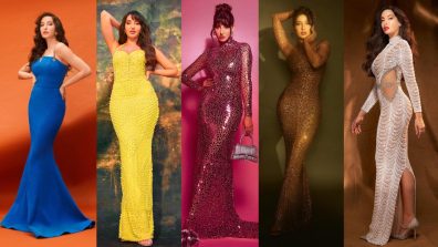 10 Times Nora Fatehi Stuns In Body-Hugging Gowns, Proving Her Perfect Bollywood Figure