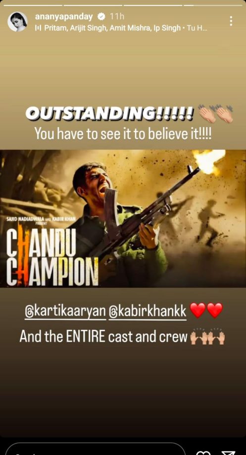 Ananya Panday calls Kartik Aaryan 'outstanding' after watching 'Chandu Champion' 900159