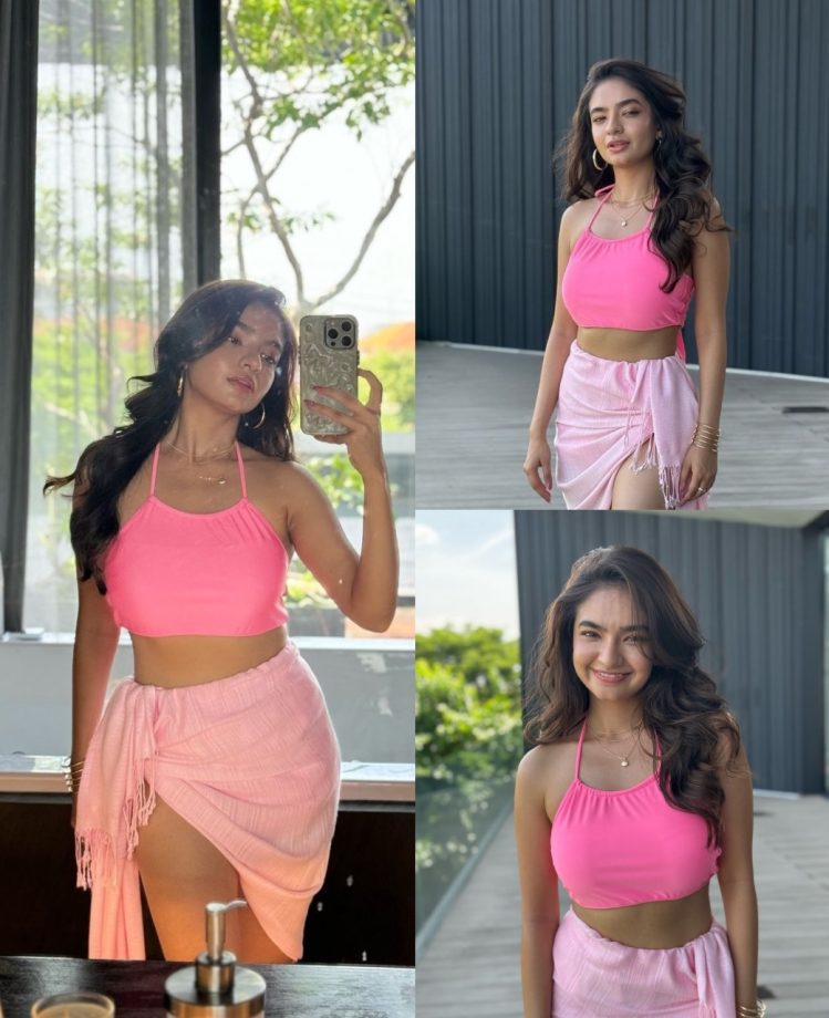 Anushka Sen Looks Stunning In A Pink Bralette And Skirt, Flaunts Her Toned Legs! 901187