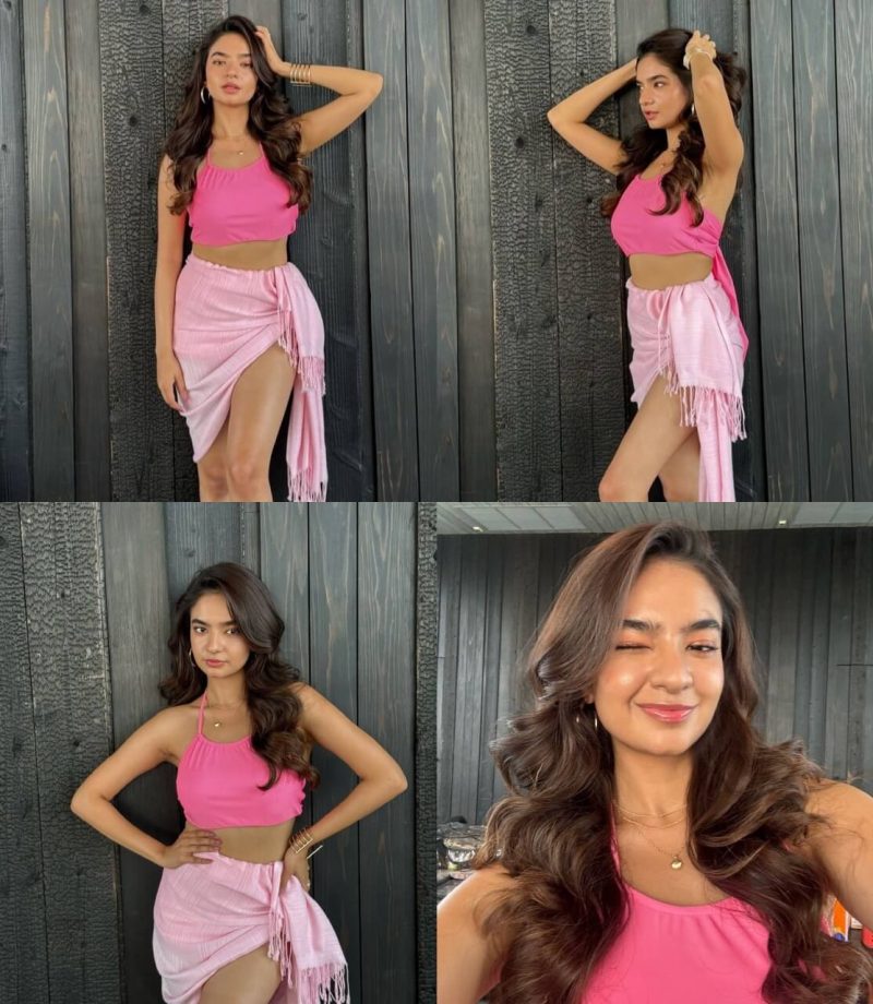 Anushka Sen Looks Stunning In A Pink Bralette And Skirt, Flaunts Her Toned Legs! 901189