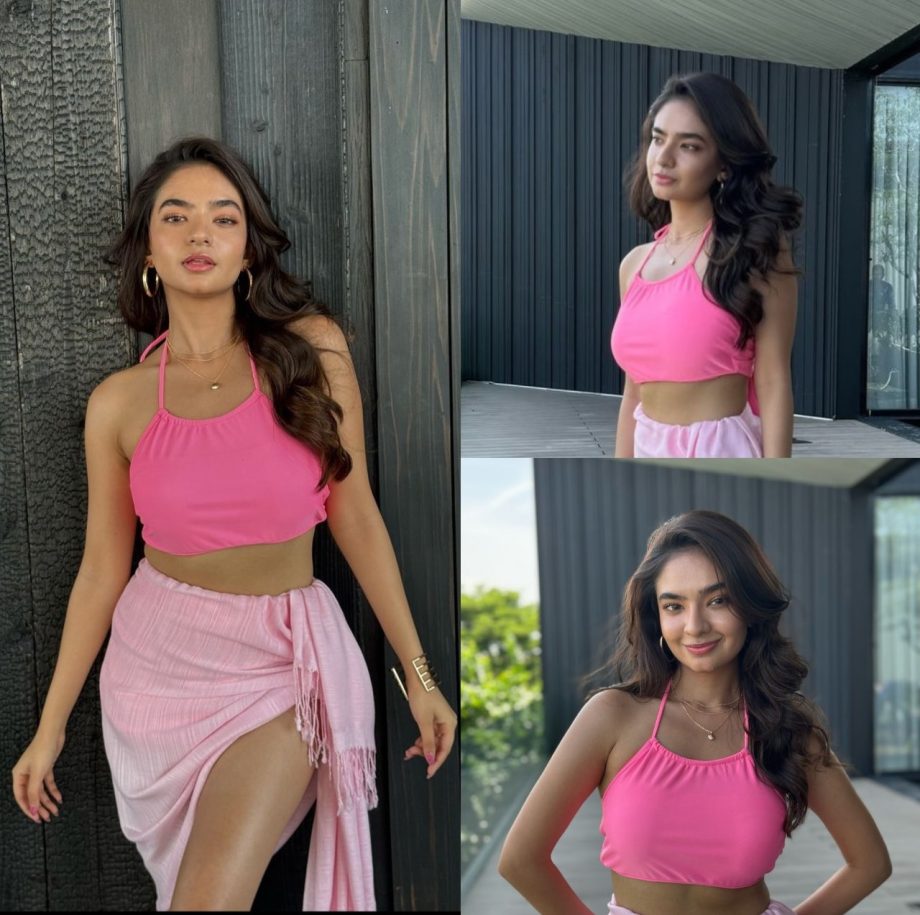 Anushka Sen Looks Stunning In A Pink Bralette And Skirt, Flaunts Her Toned Legs! 901186