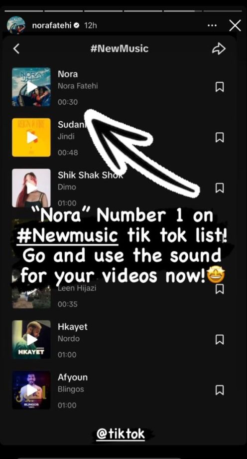 Congratulations: Nora Fatehi Ranks Number One In #Newmusic Chart On TikTok 898294
