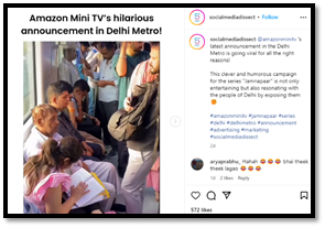 Delhi metro partners with Amazon miniTV for an unconventional Jamnapaar marketing strategy 899650