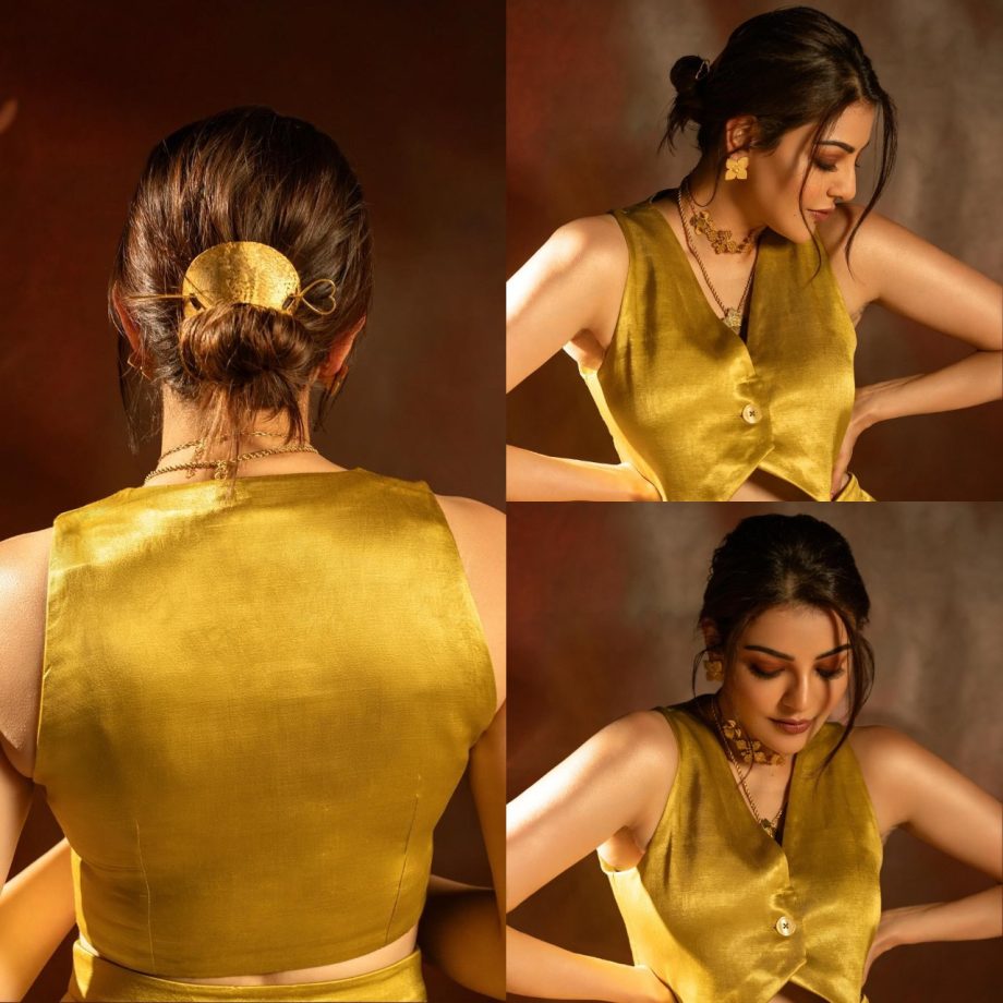 In Photos: Kajal Aggarwal Looks Fierce In Stylish Golden Co-Ord Set 899393