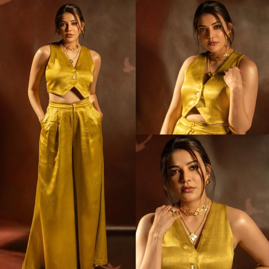 In Photos: Kajal Aggarwal Looks Fierce In Stylish Golden Co-Ord Set 899394