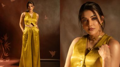 In Photos: Kajal Aggarwal Looks Fierce In Stylish Golden Co-Ord Set