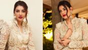 Kajal Aggarwal Looks Divine In Anamika Khanna’s Ivory Jacket And Trail Skirt