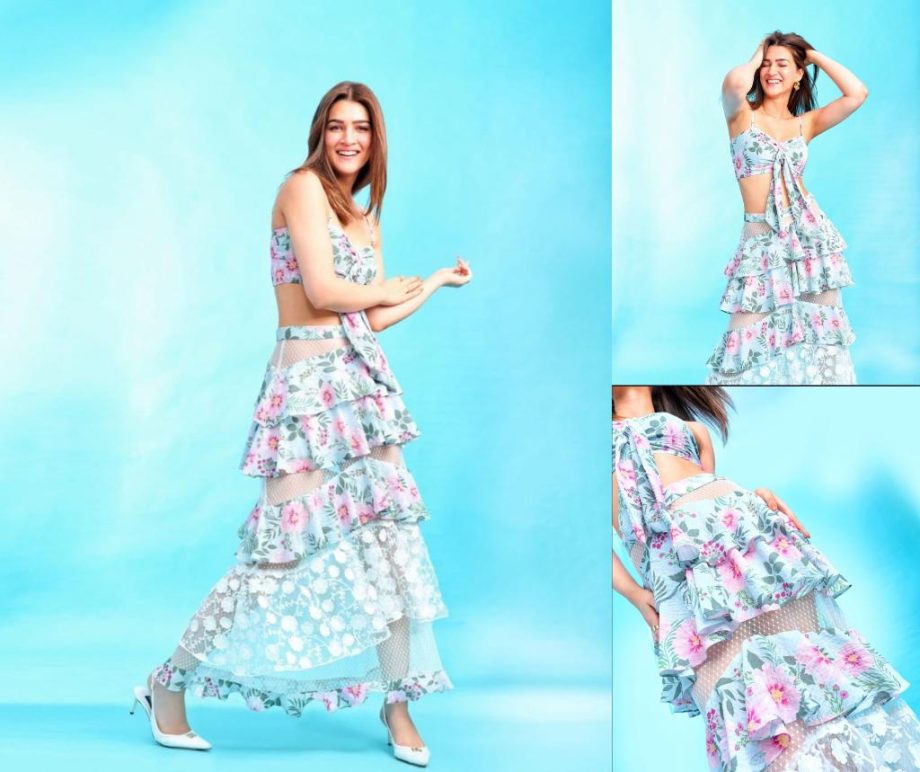 Kriti Sanon Wearing Flower Co-ord Set, Created And Designed By Mother Geeta Sanon And Nupur Sanon 899777