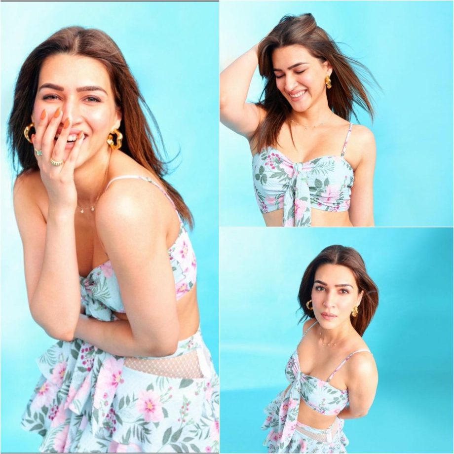 Kriti Sanon Wearing Flower Co-ord Set, Created And Designed By Mother Geeta Sanon And Nupur Sanon 899776