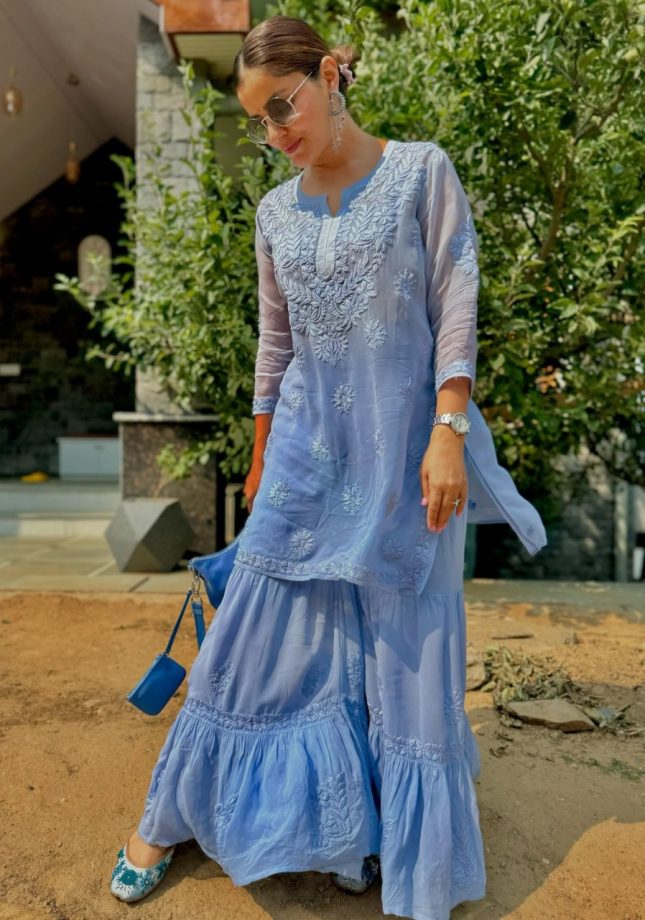 Kurta Set For Women: Embrace Your Ethnic Look With Rubina Dilaik's Chikankari Outfit 901130