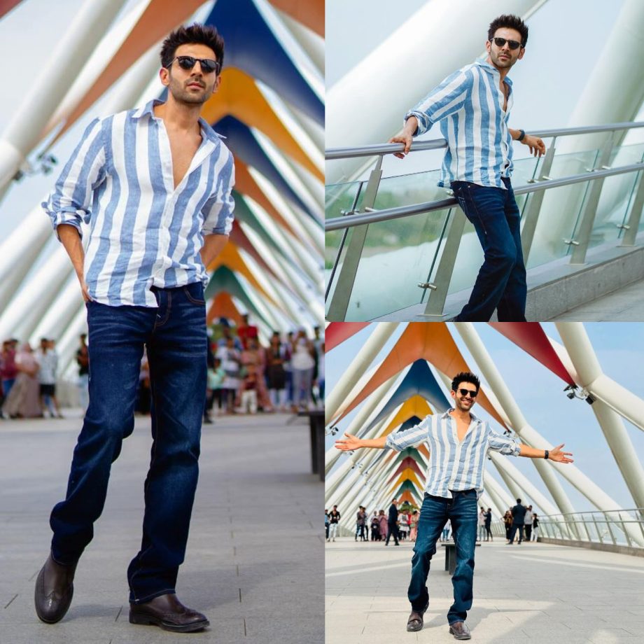 Men's Fashion: Kartik Aaryan Or Rohit Saraf - Who Is Giving Tough Competition In White And Blue Striped Shirt? 899681