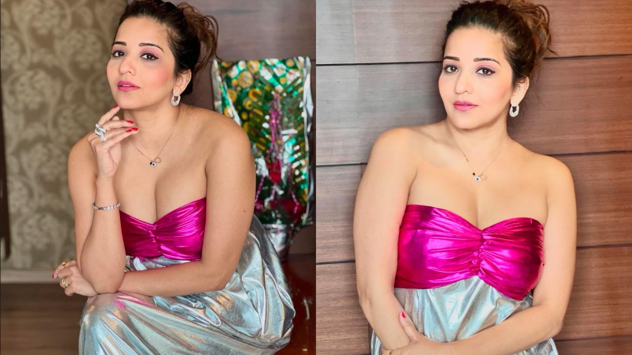 Monalisa Looks Stunning In A Strapless Metallic Dress With Silver Earrings, See Photos! 900141