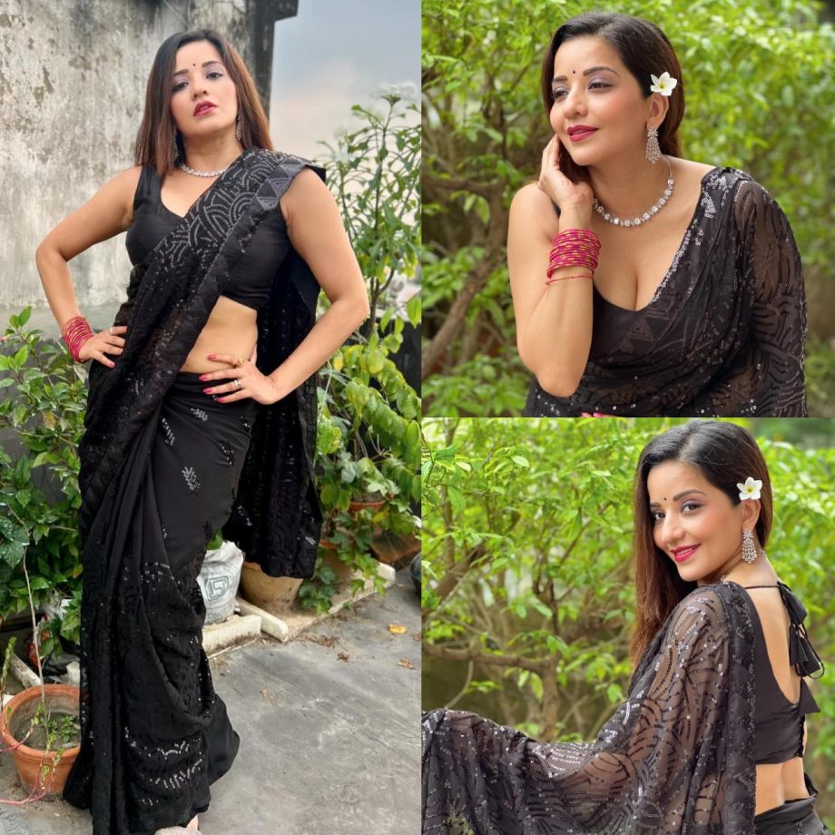 Monalisa Vs. Akshara Singh: Who Stuns In Black Saree Look? 898822