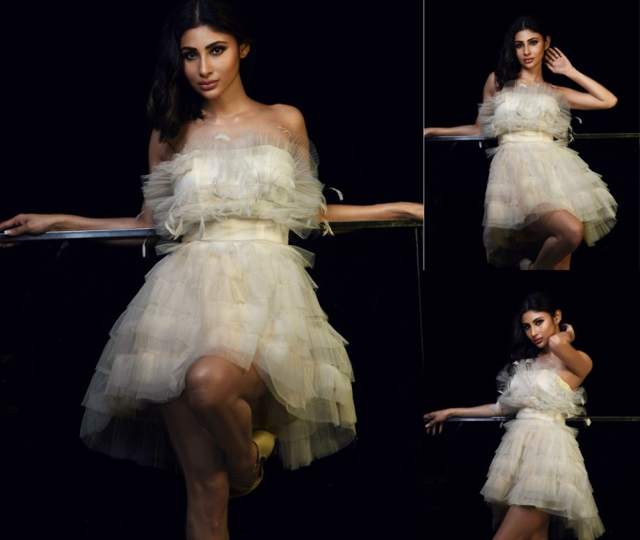 Naagin Mouni Roy Looks Barbie Doll In White Ruffle Mini Dress, Flaunts Her Toned Legs! 898605