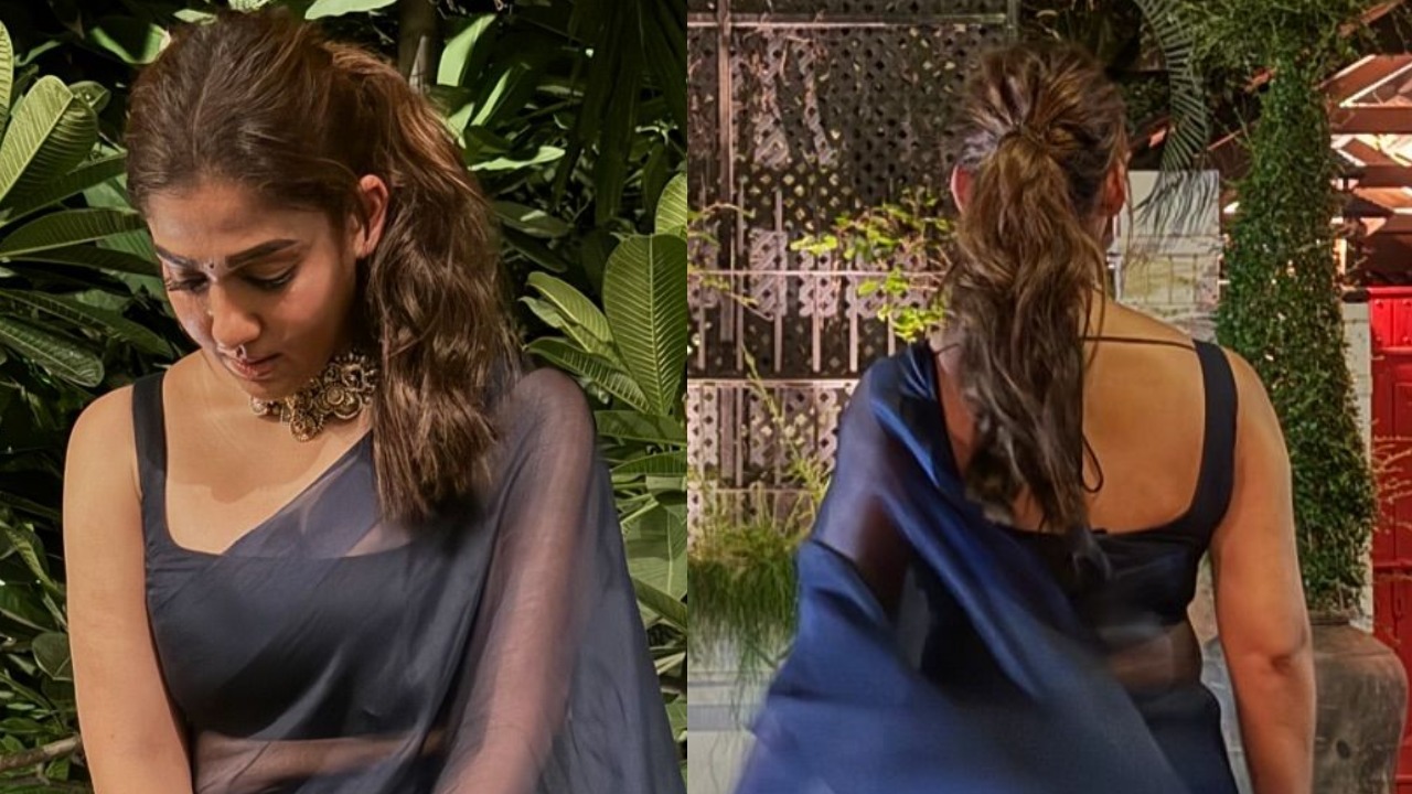 Nayantara Looks Sexy In Blue Sleeveless Design Blouse And Saree, Checkout Photos 903998