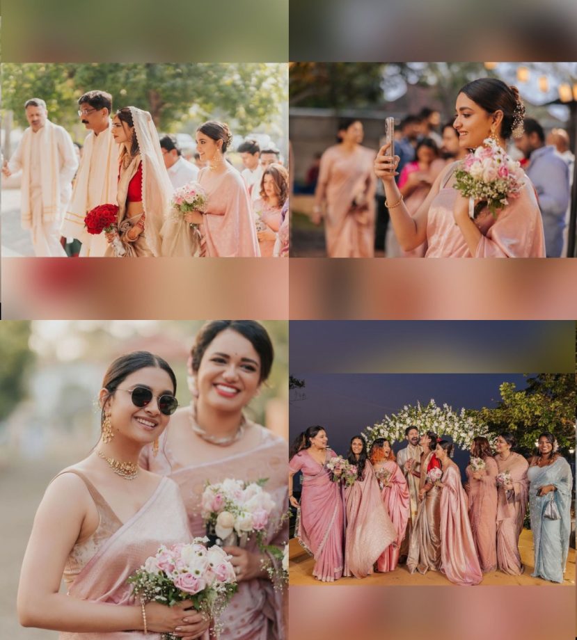 [Photos] Keerthy Suresh Stuns As Bridesmaid In Pastel Silk Saree With Designer Blouse Design 899926
